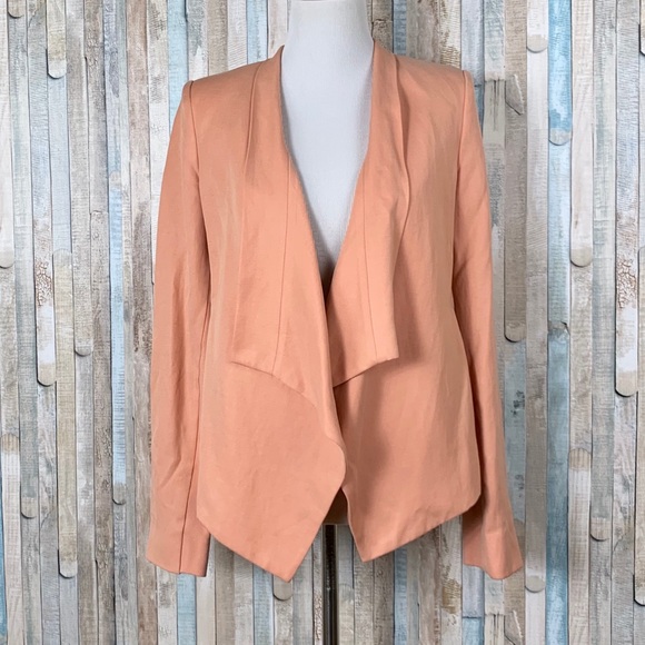 BCBG XS Abree Draped Open Front Jacket Blazer Pink - Picture 3 of 8